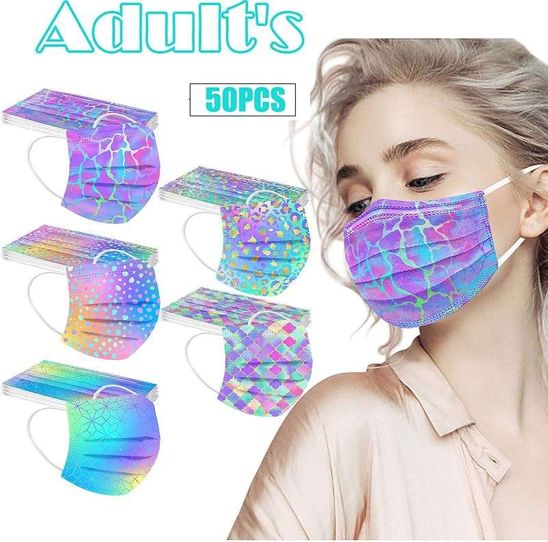 Peky 50PCS Disposable Face_Masks for Women, Disposable Face Masks With Designs - 3 Ply Breathable Tie-Dye Gradient Fashion Cute FaceMask with Nose Wire for Adults Teen Girls - Image 2