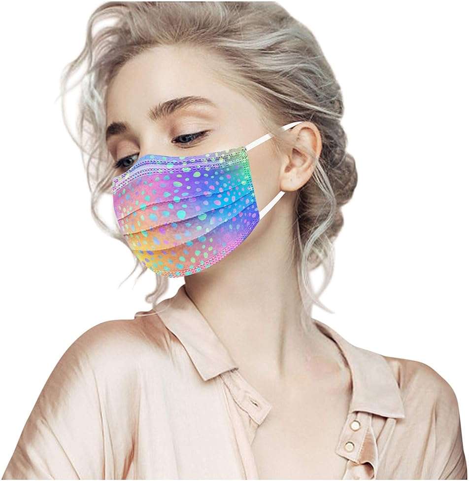 Peky 50PCS Disposable Face_Masks for Women, Disposable Face Masks With Designs - 3 Ply Breathable Tie-Dye Gradient Fashion Cute FaceMask with Nose Wire for Adults Teen Girls - Image 6