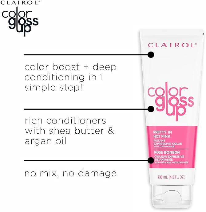 Clairol Color Gloss Up Temporary Hair Dye, Pretty In Hot Pink Hair Color, Pack of 1 - Image 5