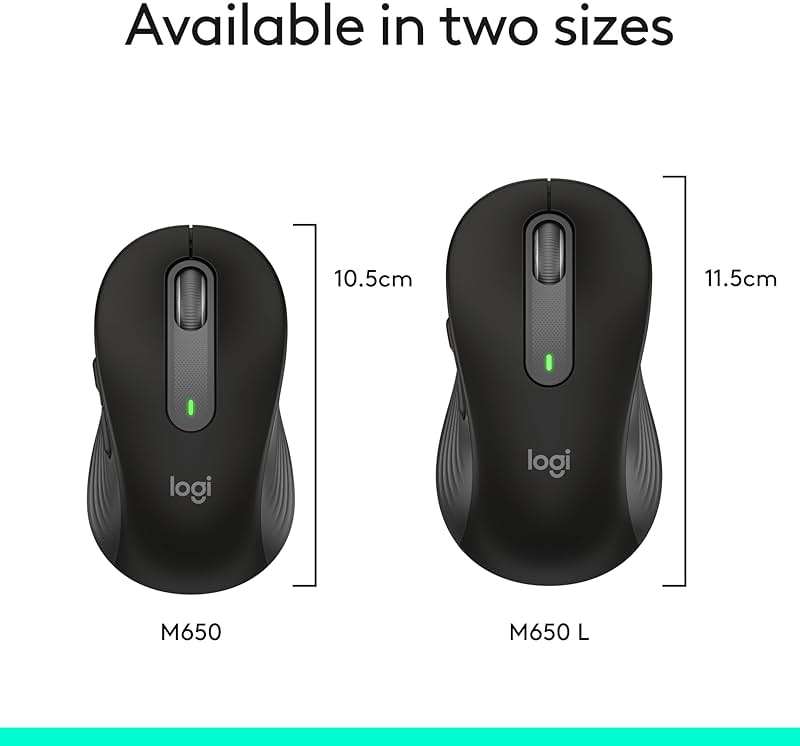 Logitech Signature M650 Wireless Mouse - for Small to Medium Sized Hands, 2-Year Battery, Silent Clicks, Customizable Side Buttons, Bluetooth, for PC/Mac/Multi-Device/Chromebook - Black - Image 10