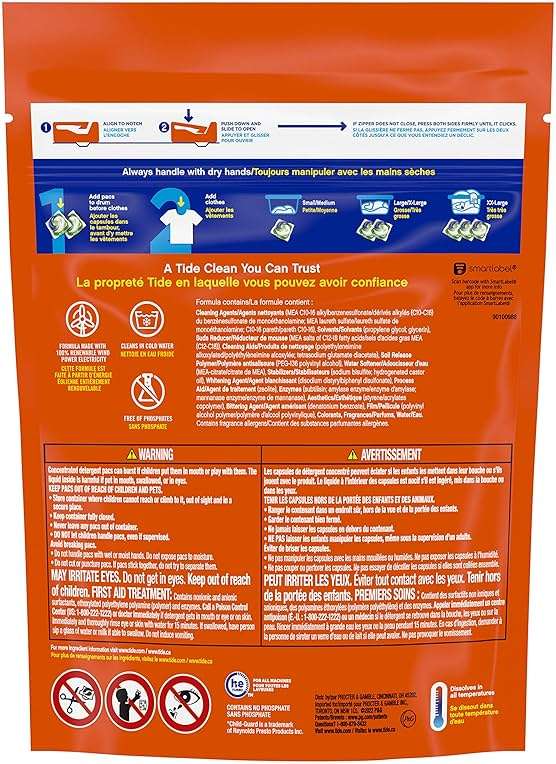 Tide PODS Liquid Laundry Detergent Soap Pacs, 4-in-1 Ultra Oxi, HE Compatible, 3 Bag Value Pack, 75 Count - Image 6
