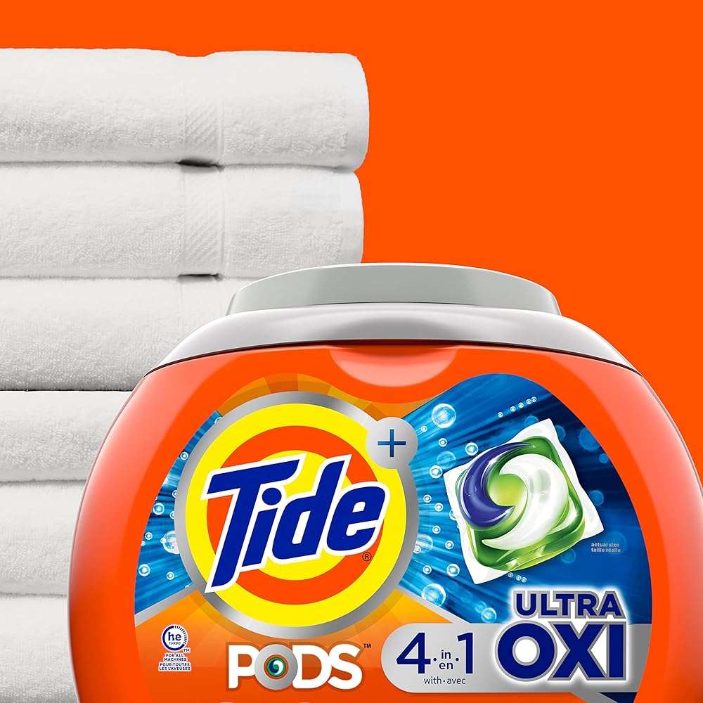 Tide PODS Liquid Laundry Detergent Soap Pacs, 4-in-1 Ultra Oxi, HE Compatible, 3 Bag Value Pack, 75 Count - Image 9