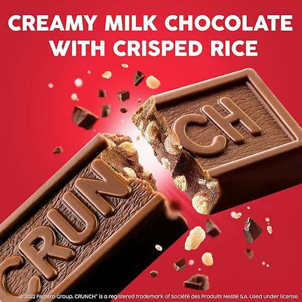 CRUNCH, Bulk 18 Pack, Milk Chocolate and Crisped Rice, Full Size Holiday Candy Bars, Stocking Stuffers, Individually Wrapped, 1.55 oz Each - Image 3