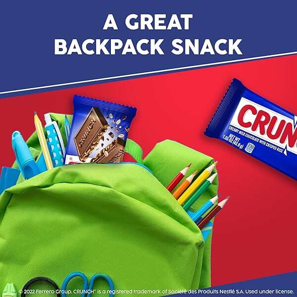 CRUNCH, Bulk 18 Pack, Milk Chocolate and Crisped Rice, Full Size Holiday Candy Bars, Stocking Stuffers, Individually Wrapped, 1.55 oz Each - Image 4