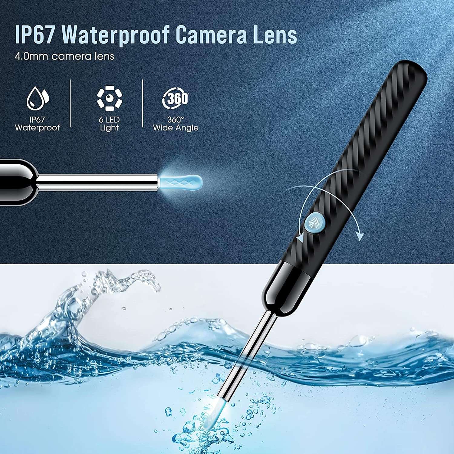 LEIPUT Ear Wax Removal - Earwax Remover Tool with 8 Pcs Ear Set - Ear Canal Cleaner with 1080P Camera - FSA HSA Eligible - Ear Cleaning Kit with 6 Ear Spoon - Ear Camera for iOS & Android (Black) - Image 6