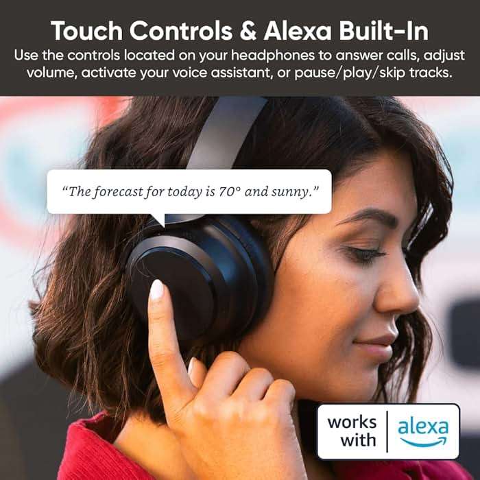 WYZE Noise Cancelling Headphones and Hard Case for Travel, Wireless Over The Ear Bluetooth Headphones with Active Noise Cancellation, Transparency Mode, Clear Voice Pick-up, Alexa Built-in - Image 2