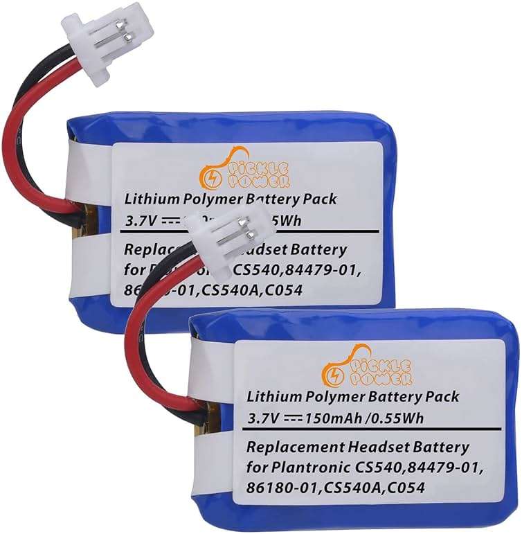 Pickle Power CS540 C054 Battery, 2 Pack 84479-01, 86180-01 Battery for Plantronics CS540 CS540A C054 Wireless Headset - Image 1