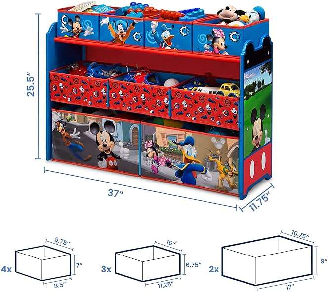 Disney Mickey Mouse Deluxe 9 Bin Design and Store Toy Organizer by Delta Children, Greenguard Gold Certified - Image 3