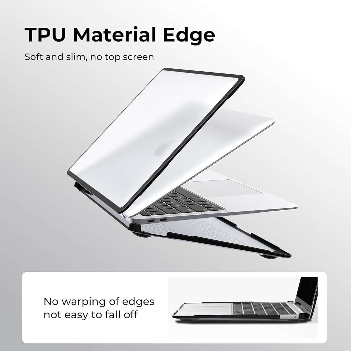 BlueSwan Anti-Cracking Case for MacBook Air 13 inch, M1 Chip 2020-2018 Model A2337 A2179 A1932, Drop Protection Soft TPU Bumper PC Base for Air 13.3 inch, Frosted Clear - Image 5