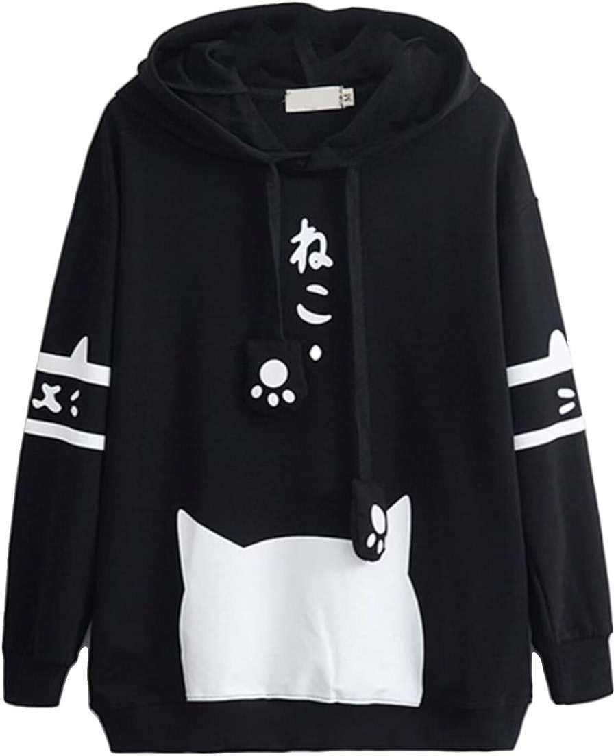 KPOP Teen Girls Cat Hoodie Cute Cat Ear Top Sweatshirt - Image 1