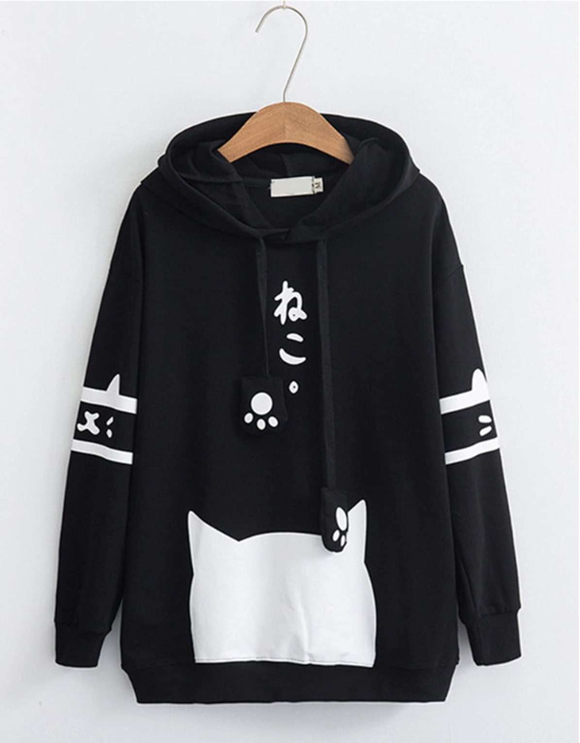 KPOP Teen Girls Cat Hoodie Cute Cat Ear Top Sweatshirt - Image 2
