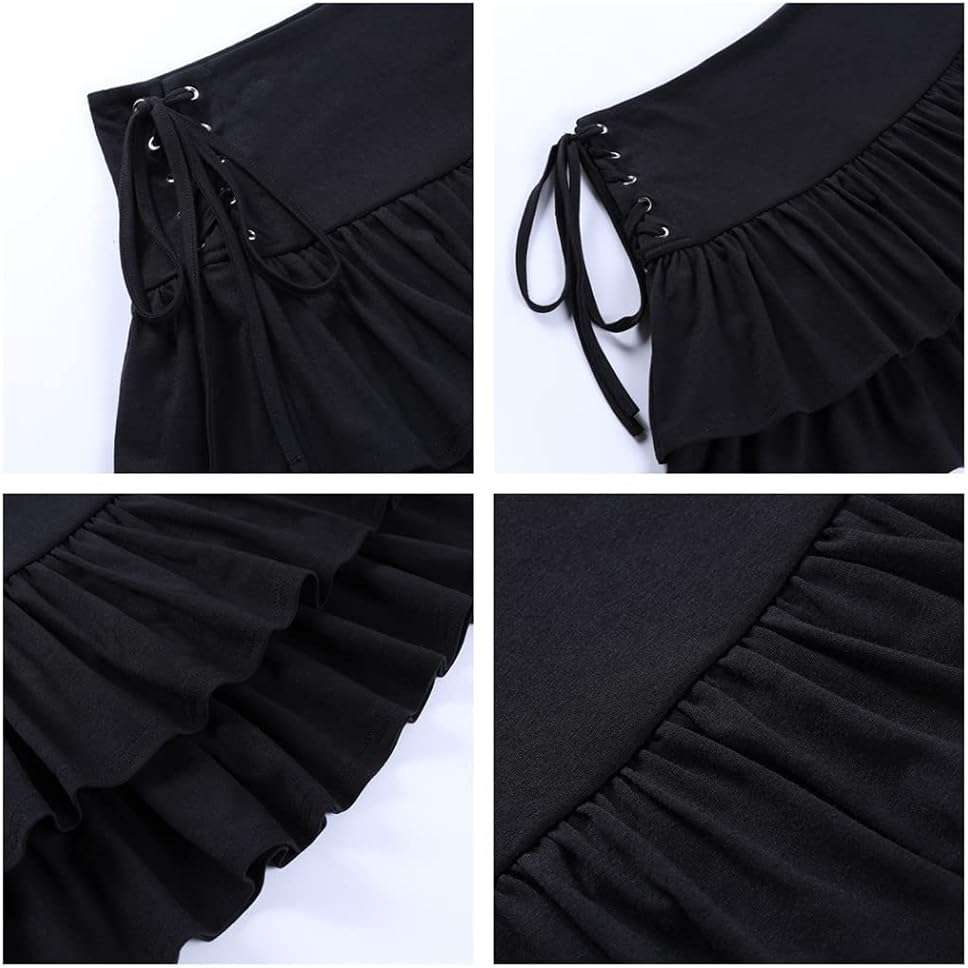 Women Gothic Skirt Fairy Grunge Aesthetic Mall Goth Mini Skirts 2000s E Girl Clothing Fluffy Ruffle Lace-Up - Image 6