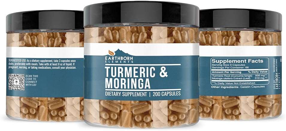 Earthborn Elements Turmeric & Moringa 200 Capsules, Pure & Undiluted, No Additives - Image 4
