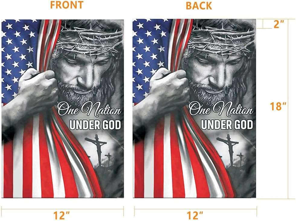 One Nation Under God Garden Flag - Christian - Jesus - USA Double Side Garden Flags House Yard Decor 12x18in - Image 3