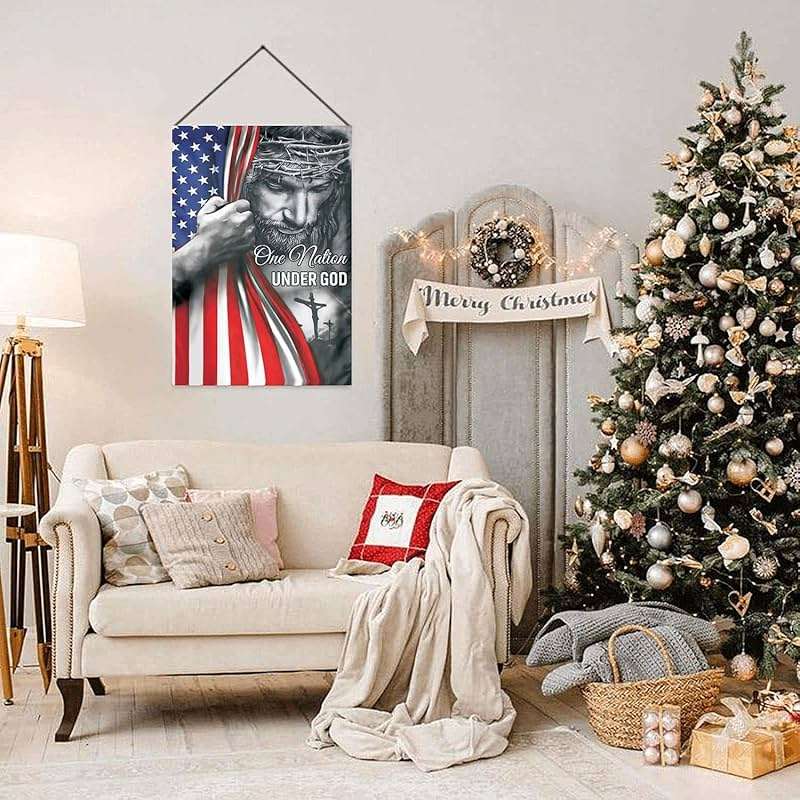 One Nation Under God Garden Flag - Christian - Jesus - USA Double Side Garden Flags House Yard Decor 12x18in - Image 4