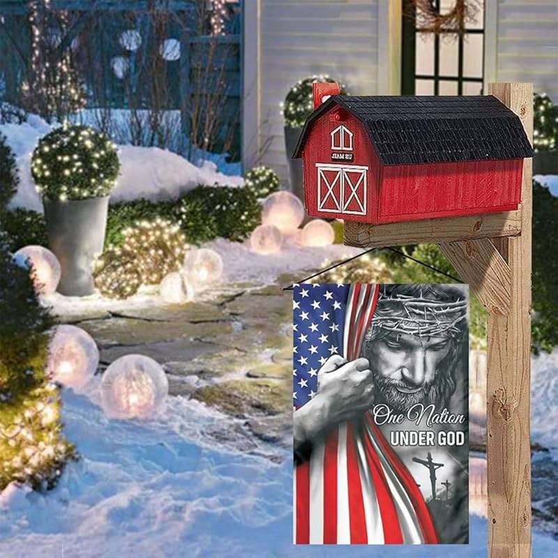 One Nation Under God Garden Flag - Christian - Jesus - USA Double Side Garden Flags House Yard Decor 12x18in - Image 5