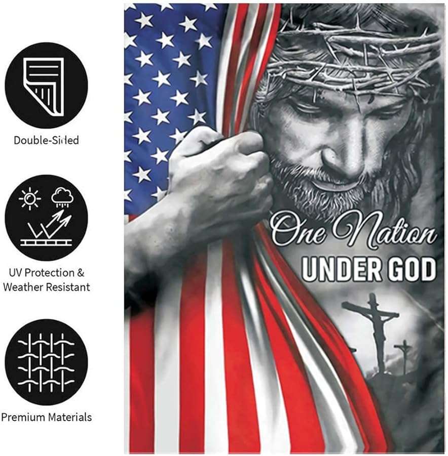 One Nation Under God Garden Flag - Christian - Jesus - USA Double Side Garden Flags House Yard Decor 12x18in - Image 6