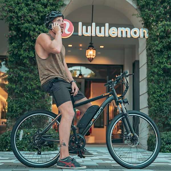 Jasion EB5 Electric Bike for Adults with Peak 1000W Brushless Motor, 40Miles 20MPH Commuting Electric Mountain Bike with 500Wh Removable Battery, 7-Speed, 26" Tires and Front Fork Suspension - Image 8