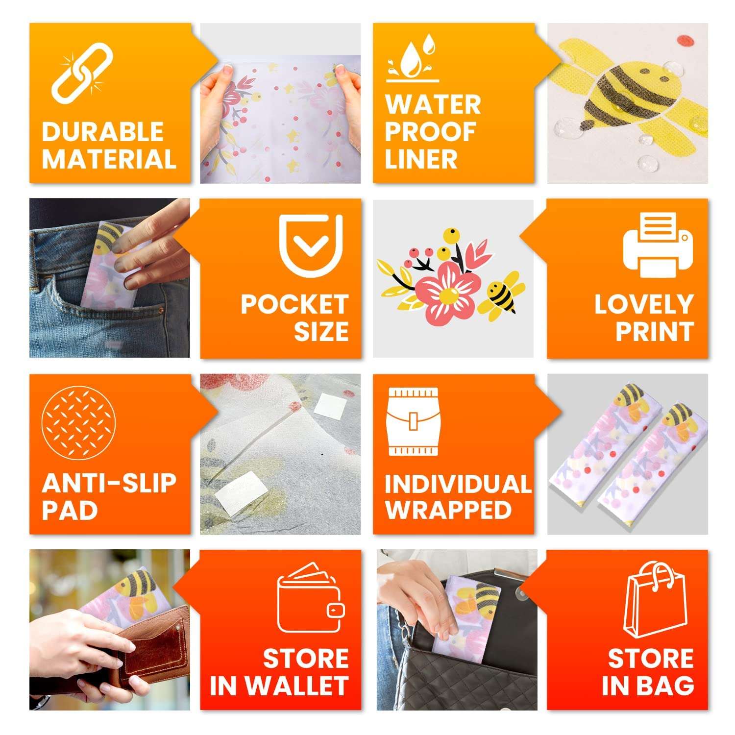 20 Extra Large Toilet Seat Covers Disposable for Kids & Adults-Toilet Covers Disposable for travel-Toddler Toilet Seat Cover Liners for Potty Training-Individually Wrapped-Waterproof (Bees) - Image 5
