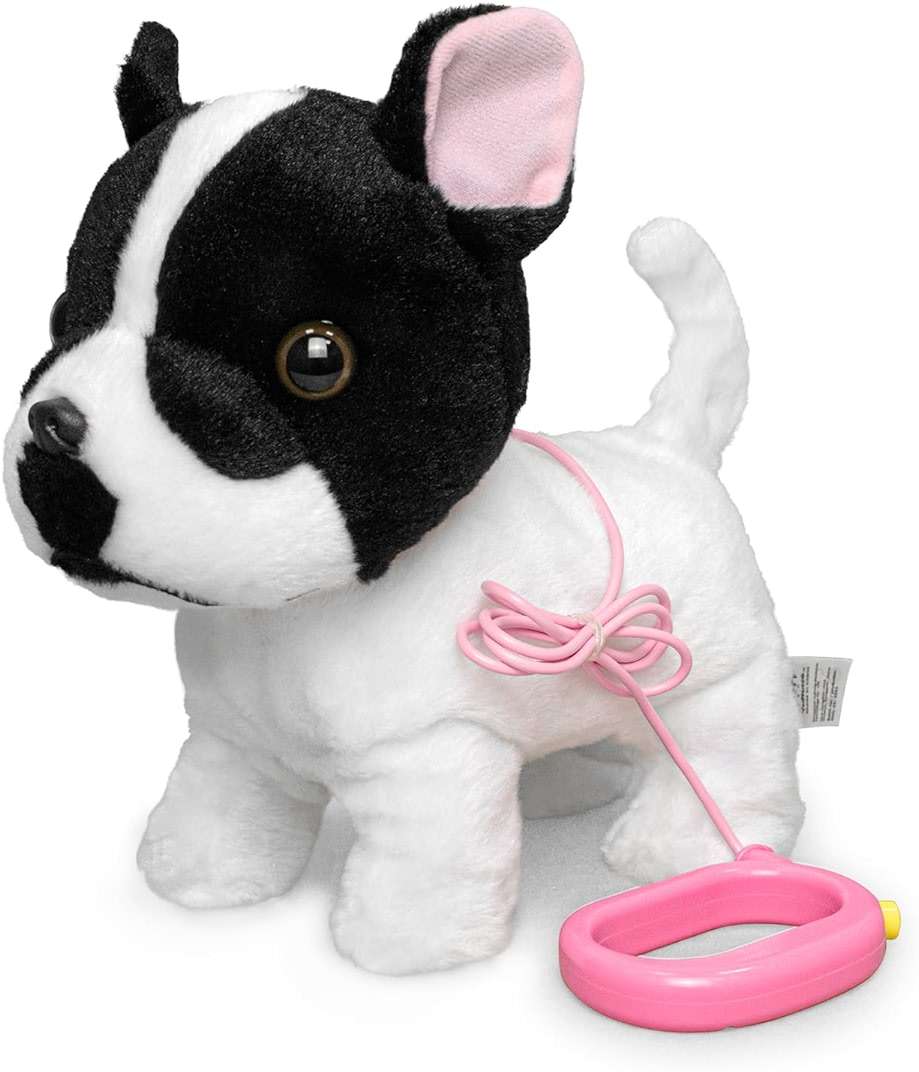 YH YUHUNG Walking French Bulldog Toy with Leash, Black & White Frenchie Puppy Robot, Electronic Barking & Wagging Plush Dog, Interactive Pet Gift for Kids 3+ (French Bulldog) - Image 1