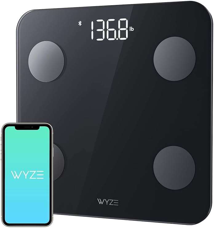 Wyze Scale S, Scale for Body Weight, Digital Bathroom Scale for Body Fat, BMI, Muscle, Heart Rate, Body Composition Analyzer with App, Batteries Included, Bluetooth, 400 lb, Black - Image 1