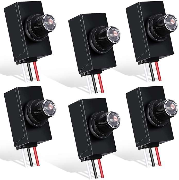 Flutesan 6 Packs Dusk to Dawn Sensor for Outdoor Lighting 100-277V Photoelectric Switch Photocell Light Sensor for Most Outdoor Lighting Fixtures - Image 1