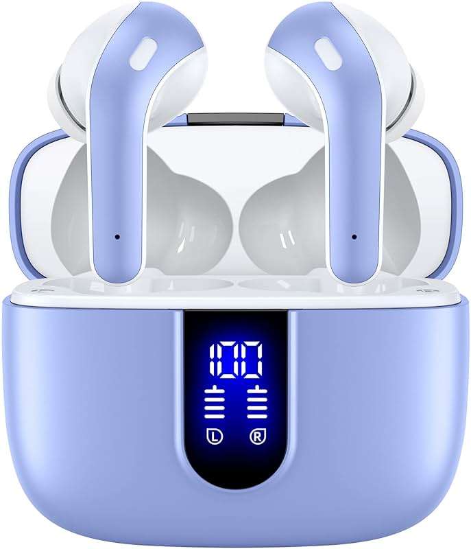 TAGRY Bluetooth Headphones True Wireless Earbuds 60H Playback LED Power Display Earphones with Wireless Charging Case IPX5 Waterproof in-Ear Ear buds with Mic for TV Smart Phone Laptop Computer Sports - Image 1