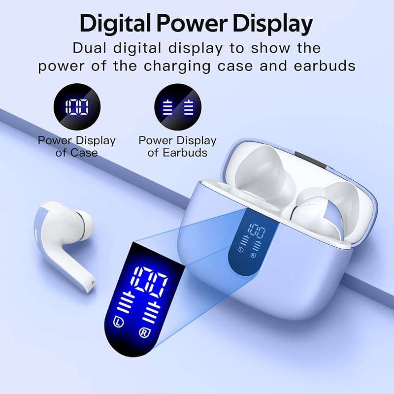 TAGRY Bluetooth Headphones True Wireless Earbuds 60H Playback LED Power Display Earphones with Wireless Charging Case IPX5 Waterproof in-Ear Ear buds with Mic for TV Smart Phone Laptop Computer Sports - Image 2