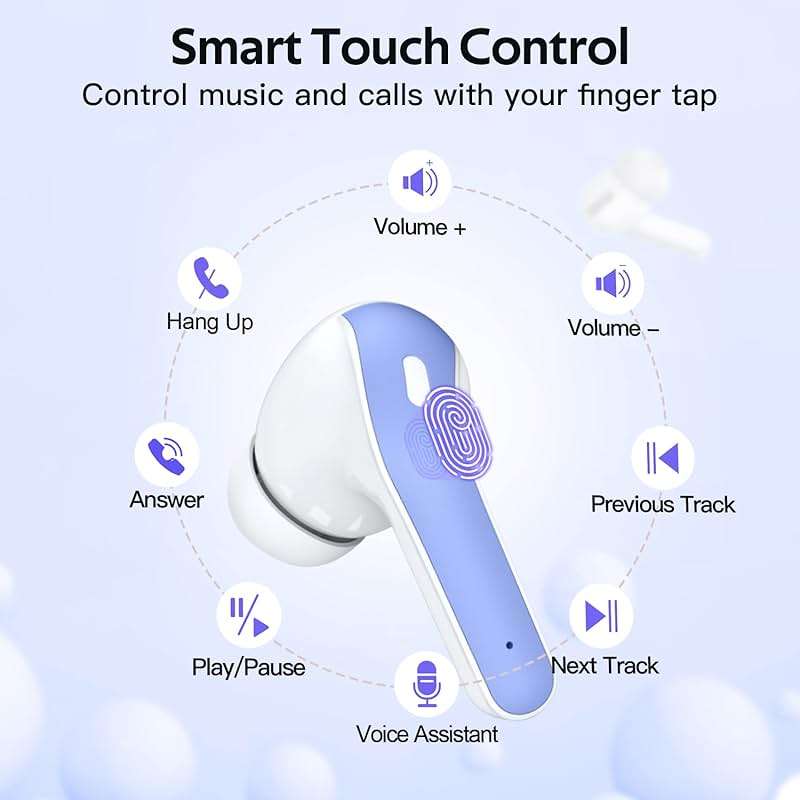 TAGRY Bluetooth Headphones True Wireless Earbuds 60H Playback LED Power Display Earphones with Wireless Charging Case IPX5 Waterproof in-Ear Ear buds with Mic for TV Smart Phone Laptop Computer Sports - Image 4