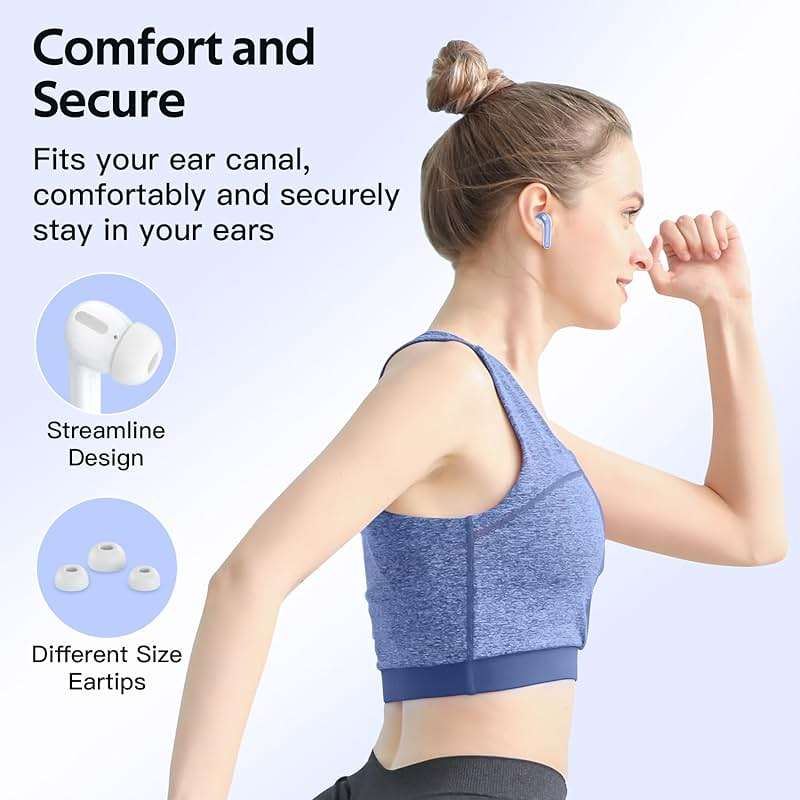 TAGRY Bluetooth Headphones True Wireless Earbuds 60H Playback LED Power Display Earphones with Wireless Charging Case IPX5 Waterproof in-Ear Ear buds with Mic for TV Smart Phone Laptop Computer Sports - Image 7