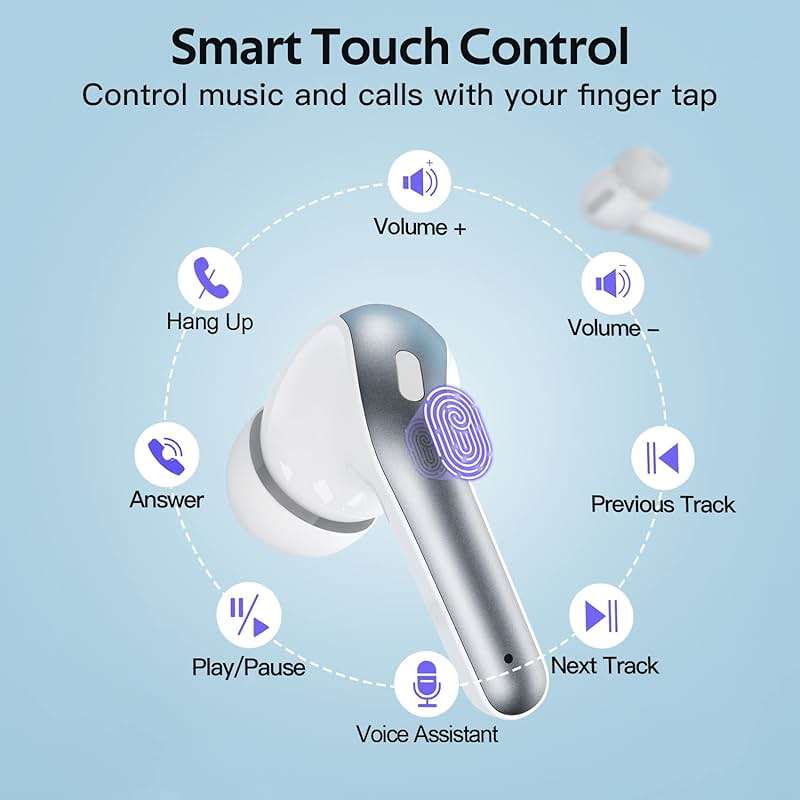 TAGRY Bluetooth Headphones True Wireless Earbuds 60H Playback LED Power Display Earphones with Wireless Charging Case IPX5 Waterproof in-Ear Ear buds with Mic for TV Smart Phone Laptop Computer Sports - Image 4
