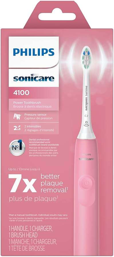 Philips Sonicare 4100 Rechargeable Electric Toothbrush, with Pressure Sensor, 2 Intensity Settings, SmarTimer and QuadPacer, 14-Day Battery Life, Deep Pink, Model HX3681/26 - Image 15