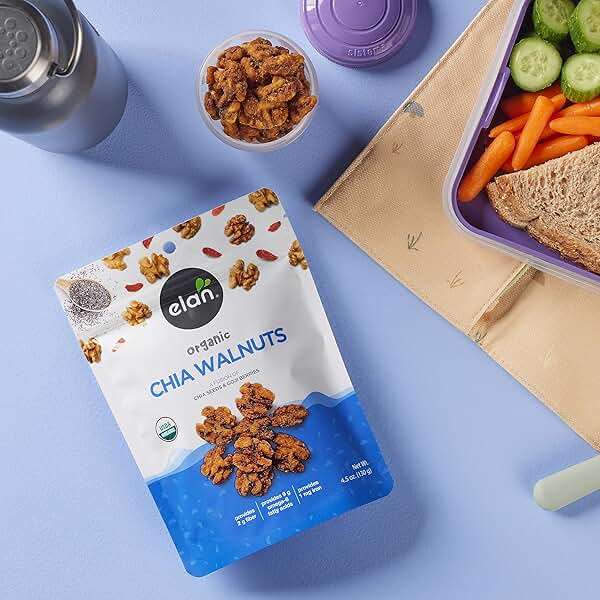 Elan Organic Chia Walnuts, 4.5 oz, Non-GMO, Gluten-Free, Vegan, Kosher, Healthy Snacks, Glazed Nuts with Chia Seeds, Goji Berry Powder & Himalayan Pink Salt, Superfood Infused Nuts - Image 8