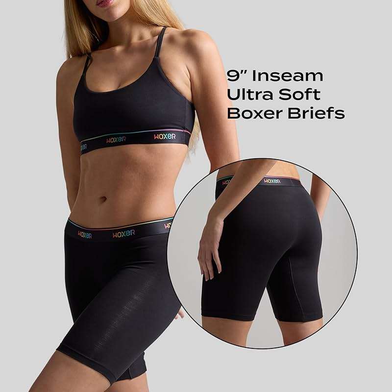 Woxer Womens Boxers - Biker 9" Boy Shorts Underwear for Women, Modal Boxer Briefs, Chafe Free, Womens Underwear - Image 2