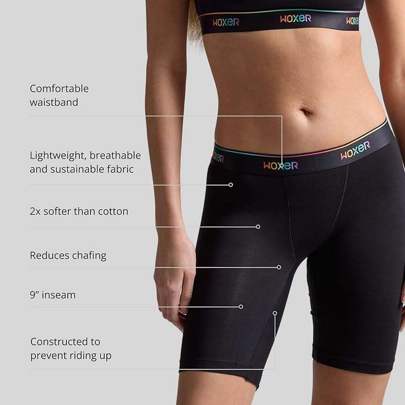 Woxer Womens Boxers - Biker 9" Boy Shorts Underwear for Women, Modal Boxer Briefs, Chafe Free, Womens Underwear - Image 3