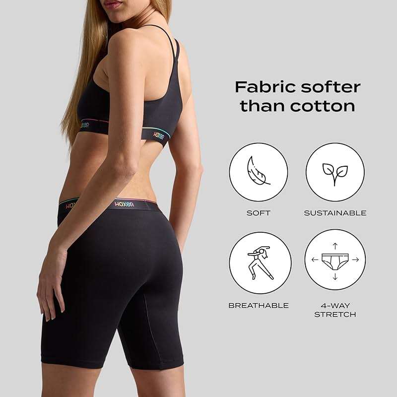 Woxer Womens Boxers - Biker 9" Boy Shorts Underwear for Women, Modal Boxer Briefs, Chafe Free, Womens Underwear - Image 4