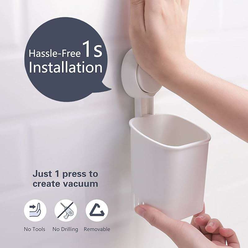 TAILI Suction Shower Grab Bar + Toothbrush Holder Bathroom Safety Handle Bathroom Organizer No Drilling and Removable Suction Mounted - Image 3