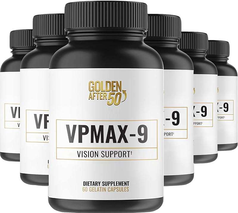 Golden After 50 VpMax-9 - Sight Care and Antioxidant Supplement with Eye Vitamins, Lutein, Lycopene and Bilberry Extract - 6 Bottles - Image 1