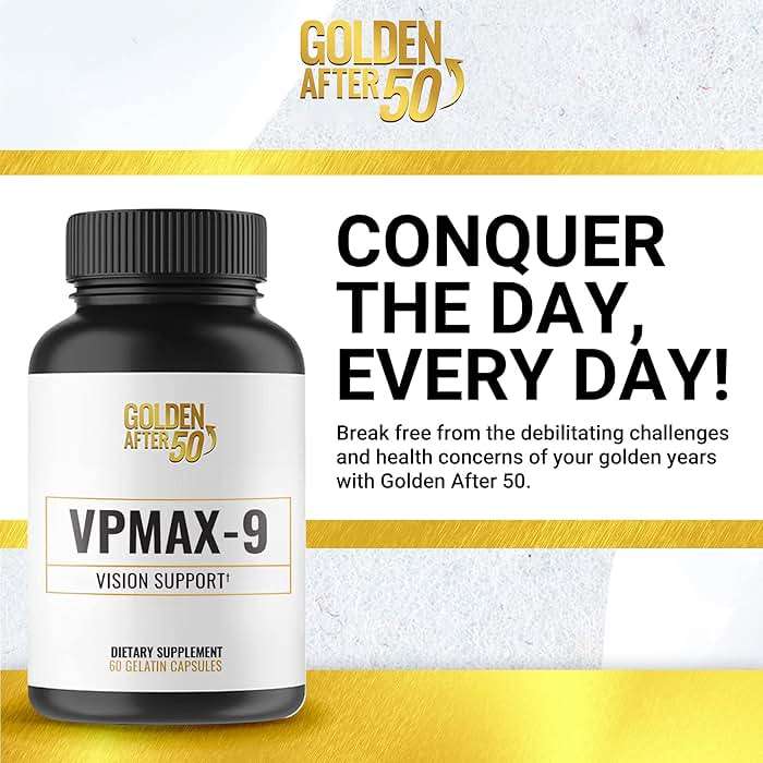 Golden After 50 VpMax-9 - Sight Care and Antioxidant Supplement with Eye Vitamins, Lutein, Lycopene and Bilberry Extract - 6 Bottles - Image 2