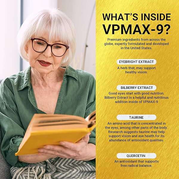 Golden After 50 VpMax-9 - Sight Care and Antioxidant Supplement with Eye Vitamins, Lutein, Lycopene and Bilberry Extract - 6 Bottles - Image 4