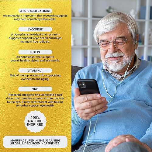 Golden After 50 VpMax-9 - Sight Care and Antioxidant Supplement with Eye Vitamins, Lutein, Lycopene and Bilberry Extract - 6 Bottles - Image 5