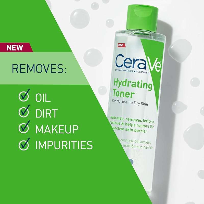 CeraVe Hydrating Toner for Face Non-Alcoholic with Hyaluronic Acid, Niacinamide, and Ceramides for Sensitive Dry Skin, Fragrance-Free Non Comedogenic, Full Size, 6.8 Fl Oz - Image 3