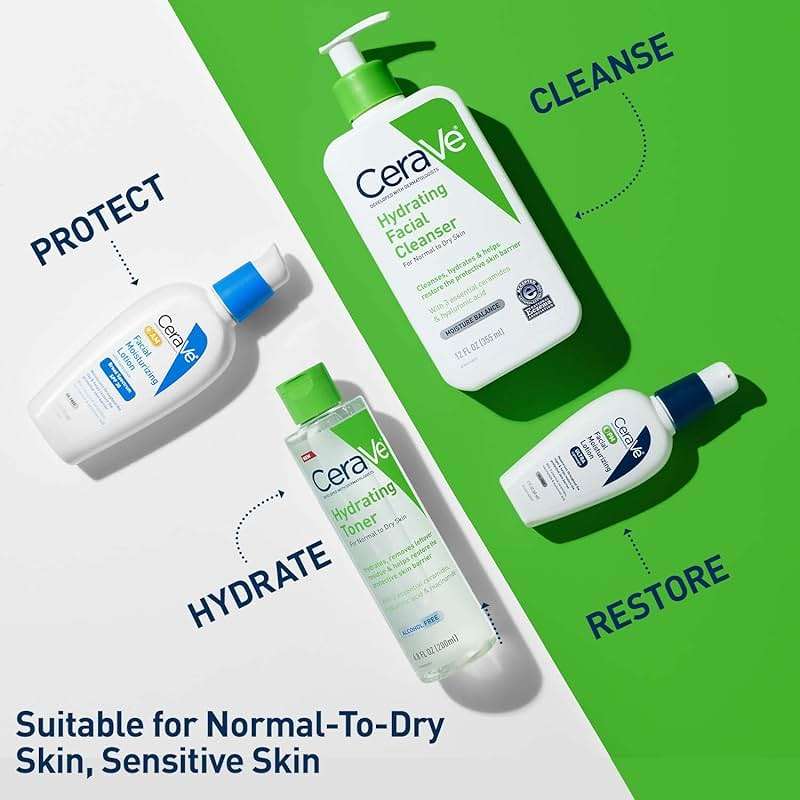 CeraVe Hydrating Toner for Face Non-Alcoholic with Hyaluronic Acid, Niacinamide, and Ceramides for Sensitive Dry Skin, Fragrance-Free Non Comedogenic, Full Size, 6.8 Fl Oz - Image 6