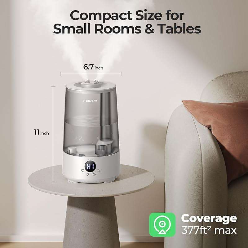 Homvana 3.6L Top-Fill Cool Mist Humidifiers for Bedroom, Large Room & Plants, 23dB Ultra-Quiet, Easy-to-Clean 2-in-1 Baby Humidifier & Oil Diffuser for Congestion Relief, Lasts Up to 4 Nights (Grey) - Image 2