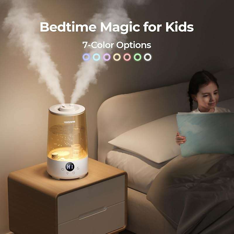 Homvana 3.6L Top-Fill Cool Mist Humidifiers for Bedroom, Large Room & Plants, 23dB Ultra-Quiet, Easy-to-Clean 2-in-1 Baby Humidifier & Oil Diffuser for Congestion Relief, Lasts Up to 4 Nights (Grey) - Image 6