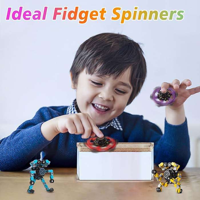 Transformable Fidget Spinners Toys 4 Pcs for Kids and Adults Stress Relief Sensory Toys for Boys and Girls Fingertip Gyros for Party Favors Chrismas Stocking Stuffers Bulk for Teens - Image 2