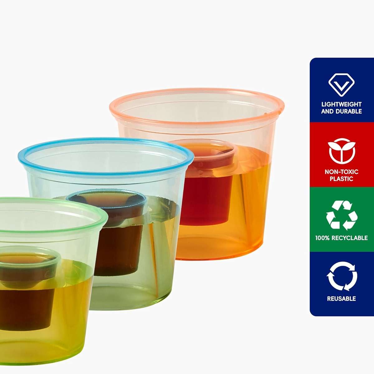 JOLLY CHEF 100 Disposable Bomber Cups Color Plastic Bomber Shot Glasses Highly Durable and Reusable Shot Cups Perfect for Shots for Wedding, Valentine's Day - Image 3