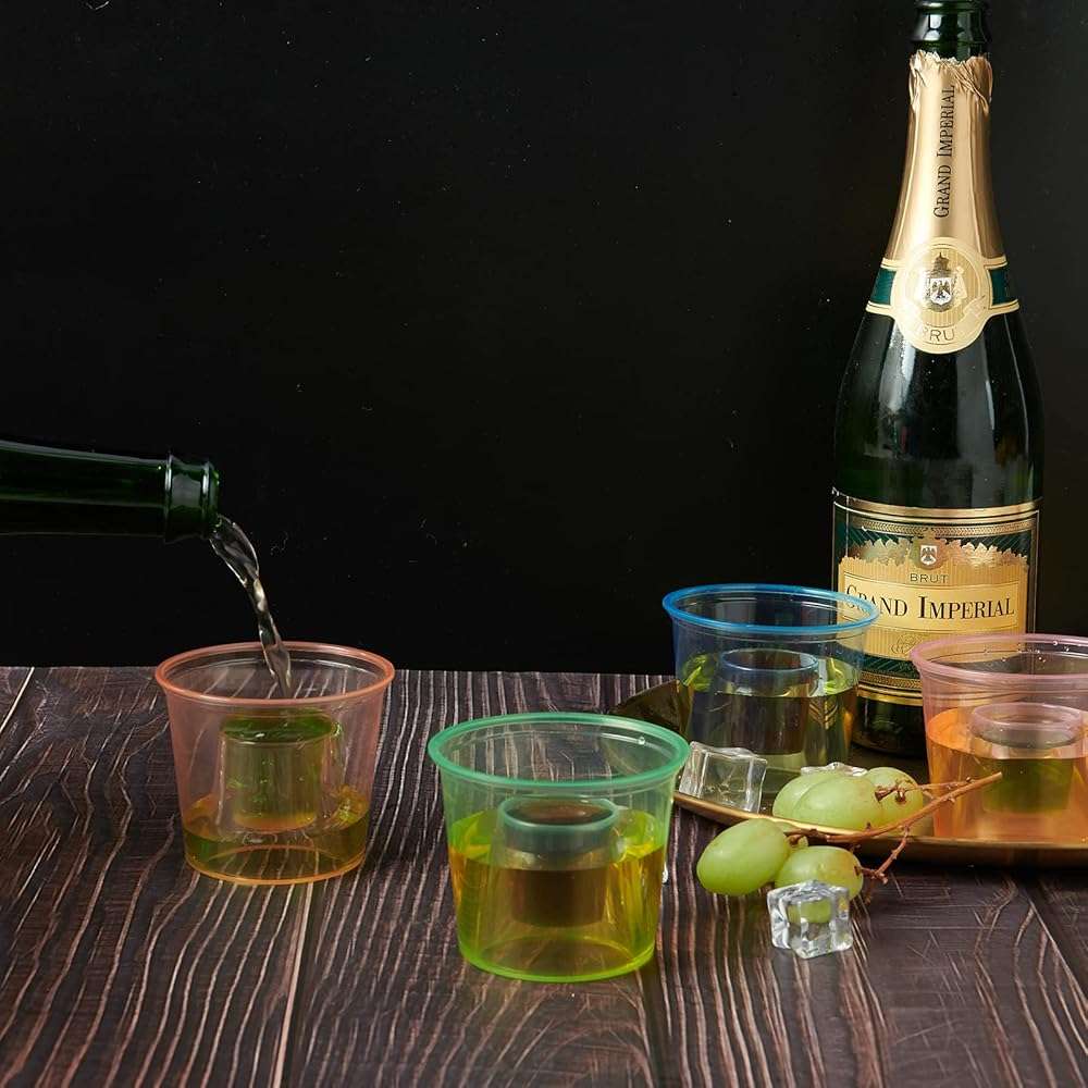 JOLLY CHEF 100 Disposable Bomber Cups Color Plastic Bomber Shot Glasses Highly Durable and Reusable Shot Cups Perfect for Shots for Wedding, Valentine's Day - Image 4