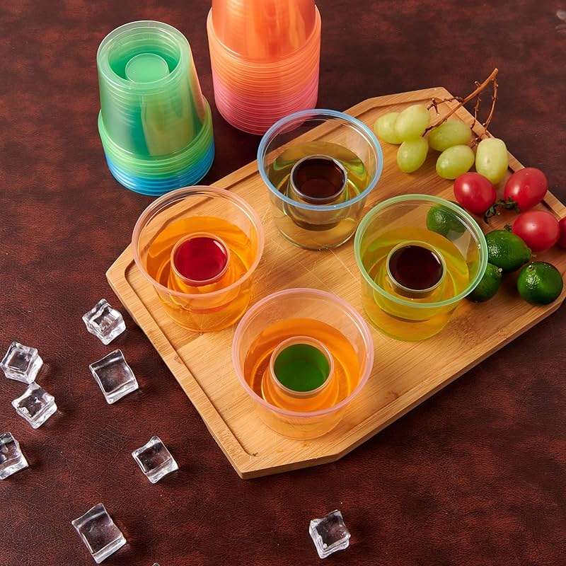 JOLLY CHEF 100 Disposable Bomber Cups Color Plastic Bomber Shot Glasses Highly Durable and Reusable Shot Cups Perfect for Shots for Wedding, Valentine's Day - Image 6