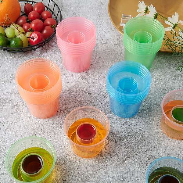 JOLLY CHEF 100 Disposable Bomber Cups Color Plastic Bomber Shot Glasses Highly Durable and Reusable Shot Cups Perfect for Shots for Wedding, Valentine's Day - Image 7